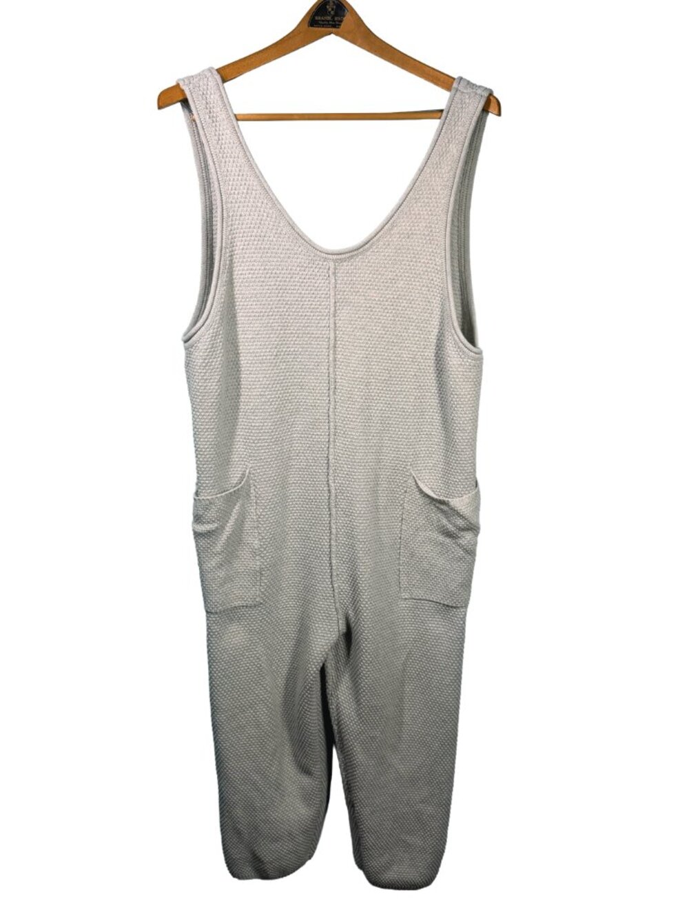 Free People FP Beach Hailee Sweater Jumpsuit Womens L Oatmeal Waffle Knit Cotton